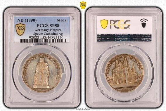 Germany Empire 1890 Speyer City Cathedral Silver Medal PCGS SP58 Madonna Child - Image 1 of 1