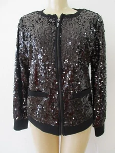 Twiggy London Sequin Embellished Jacket Black Size M Short Sleeve NEW - Picture 1 of 5