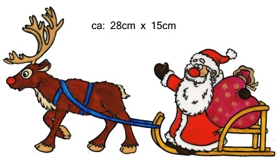 Window Color Bild Fensterbild Aufkleber " Weihnachtsmann mit Schlitten " 182 - Bild 1 von 3