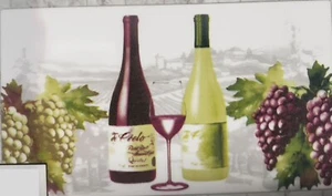 Kitchen Stove Backsplash Sticker/Wall Decal,30x18",WINE BOTTLES,GLASS &GRAPES,GR - Picture 1 of 7