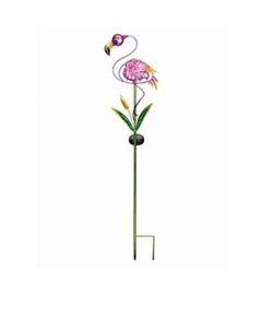 Home & Garden Flamingo Ellipse Solar Stake Metal Pink Bird Decor - Picture 1 of 2