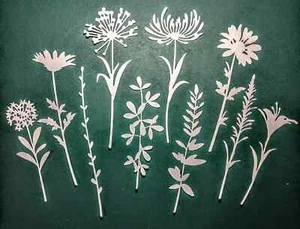 DIE CUT FLOWERS 31 LONG STEM white FLOWERS - Picture 1 of 1