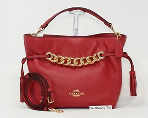 Borsa a tracolla COACH ANDY Rossa pelle di mela catena grossa CE555 nuova con etichette $428 - Foto 1 di 9