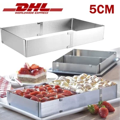 Verstellbar Edelstahl Backrahmen eckig Torten Kuchen Ring stufenlos Backform* - Bild 1 von 4