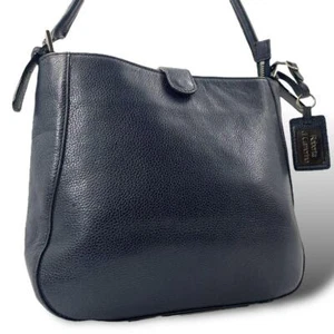 Roberta di Camerino Shoulder Bag Navy leather unisex Shoulder charm 2-tier style - Picture 1 of 17