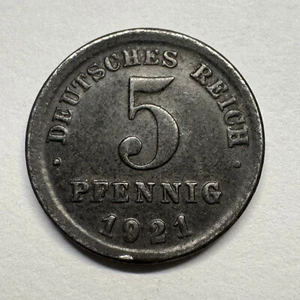 1921 Germany 5 Pfennig - Beautiful Coin - #B-057 - Picture 1 of 2