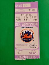 1982 NY Mets vs Atlanta Braves, SHEA STADIUM TICKET STUB Very Good Condition