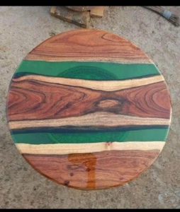 Mesa redonda de resina epoxi de 15" centro de mesa muebles de madera decoración de cafetería - Imagen 1 de 8