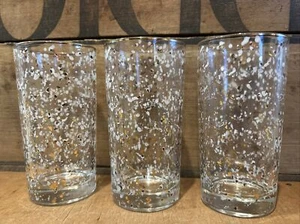 3 Stück Vintage Mid Century Modern Weiß Schwarz Gold Konfetti Trinkgläser - Bild 1 von 5
