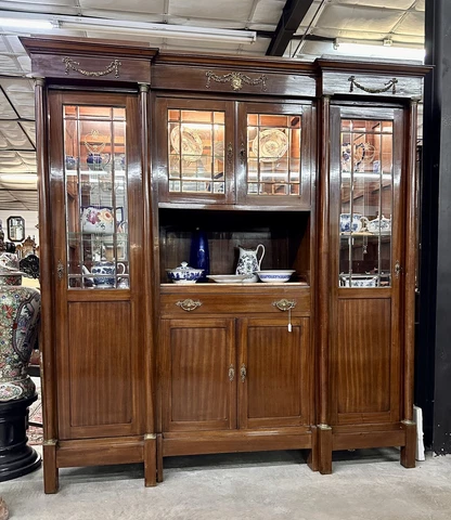 Antique Two Door French Empire Mahogany Bookcase China Display Cabinet 1880 Cover