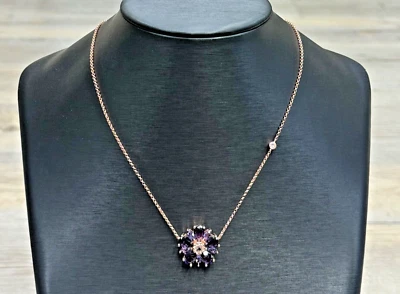 14K Rose Gold Plated Sterling Silver Amethyst Swarovski Crystal Pendant/Necklace - Image 1 of 4