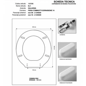 Copriwater Galassia EL1 BIANCO Cerniera Rallentata Soft Close Cromo-Sedile-Asse - Foto 1 di 3