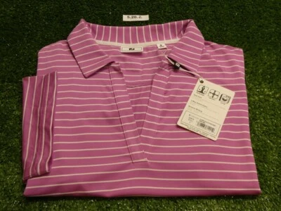 Camisa de golf FootJoy para mujer cuello abierto a rayas bayas/blancas pequeña 33473 Foto 1 de 2