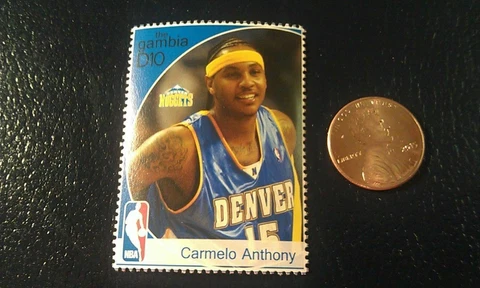 Carmelo Anthony Denver Nuggets THE GAMBIA D10 RARE Perforated Stamp Cover