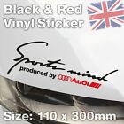Audi Sports Mind Produced By Audi Car Bonnet Door Vinyl Decal - Black & Red