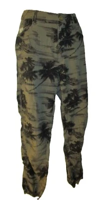 G-Star Raw G.S. Logo/Palm Tree Print, 5-Pocket, Zip/Button Tapered Leg Pants,EUC - Image 1 of 4