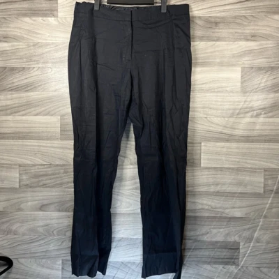 Tahari Womens Straight Leg Pants Black Flat Front Mid Rise Stretch Pockets 14 - Image 1 of 4