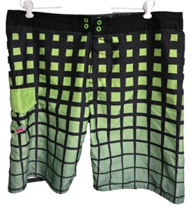 Vintage Mountain Dew Shorts Mens 38 Green Swim Trunks Board Collectible Surf Y2K - Picture 1 of 16