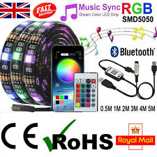LED Strip Lights 5050 RGB Light Colour Changing Tape Cabinet TV USB Bluetooth UK