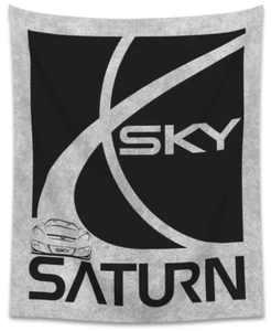 DigiRods Saturn Sky Cartoon Car Front Logo Garage Home Wall Hanging Tapestry - Picture 1 of 3