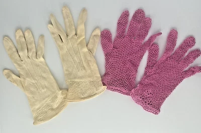 Hermosos guantes victorianos vintage de encaje de ganchillo Foto 1 de 4
