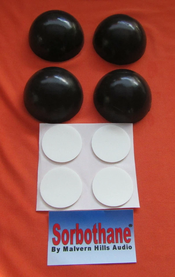 4 x Sorbothane 40mm. Diameter Isolation Feet/Spheres + 4 x Self Adhesive Pads - Image 1 of 1