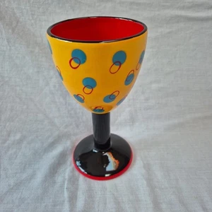 Rare Encore Goblet Age Is Like Wine Goblet Yellow Ceramic Decor Glass Large 7" - Picture 1 of 12
