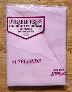 NEW Double Flat Sheet Durable Press No-Iron Percale 81"x104" Pastel Pink Vintage - Picture 1 of 5