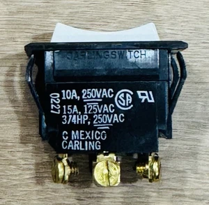 Carling MOMENTARY Rocker Switch SPST (ON)/OFF White 10A/250VAC, 3/4HP, 15A/125AC - Picture 1 of 2