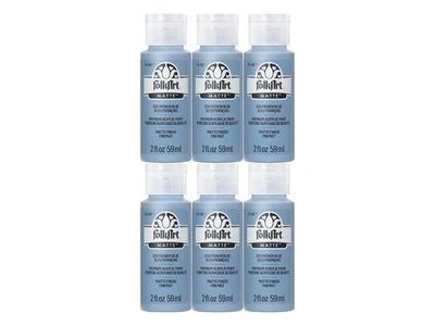 Lot Of 6 - Folkart Acrylic Paint In Assorted Colors (2 Oz), 639 French Blue Foto 1 de 4