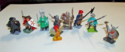 LOTE DE 9 HÉROES EN MINIATURA PINTADOS RAL PARTHA AÑOS 80 AD&D, LUCHADORES, LAGARTO-BIRD Foto 1 de 4