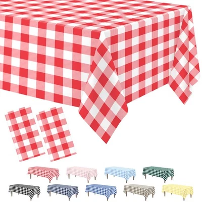 2 Pack Red Gingham Tablecloth, 54 x 108 Inches Red and White Checkered Tablec... - Image 1 of 4