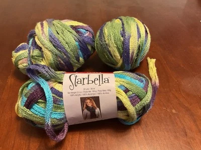 Premier Yarns Starbella Lot Of 3 Skeins 33 Yards Each Wild Hydrangeas Blue Green - Image 1 of 4