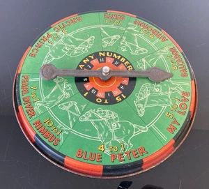 Vintage Chad Valley Derby Winner Race Game Roulette Tin Wheel Rare - Picture 1 of 9