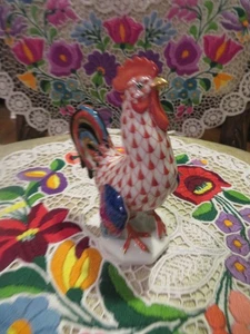 Herend Rust Fishnet Rooster Porcelain Figure - Picture 1 of 8