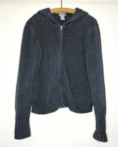 Bass Co. Pullover Damen L dunkelblau Strickjacke Full Zip Kapuze gerippt Fischer - Bild 1 von 3