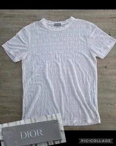 DIOR Repeat Logo Short Sleeve Shirt Men's Sz Medium Distressed Authentic  - Picture 1 of 15