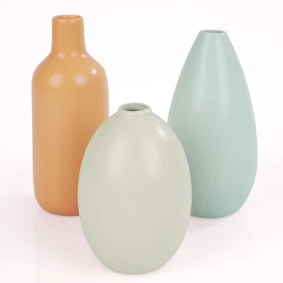 Juego de 3 jarrones de cerámica azul, jarrones azules decoración del hogar, jarrones para flores centerpi... Foto 1 de 4