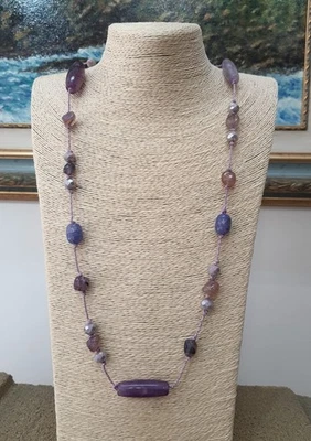 BIGIOTTERIA DA DONNA C136 COLLANA VIOLA CON PIETRE E VETRO ACCESSORI MODA - Immagine 1 di 3