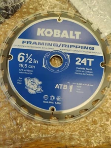 Kobalt 6-1/2-in 24-Tooth Carbide FRAMING/RIPPING MAX RPM 7000-4 BLADES - Foto 1 di 4