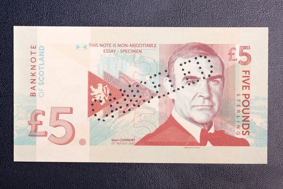5 pounds Scotland Sean Connery 2014y UNC CANCELED Matej Gabris collector note - Image 1 of 2