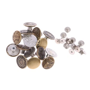 17mm Jeans Snap Fastener Sewing-Free Button with Screw Pants Change Waist Size - Picture 1 of 27