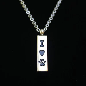 Pet Cremation Jewelry Pendant Urn Necklace for Ashes Dog Bone Heart Paw Print - Picture 1 of 12