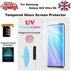 Protector de pantalla de vidrio templado de borde a borde pegamento UV completo para Galaxy S22 Ultra - Imagen 1 de 13