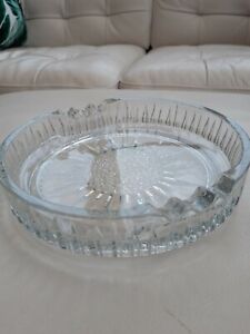 🚬Vintage Heavy Lead Crystal Cut Glass Clear Ashtray 7” Round 1950s 60s GIFT