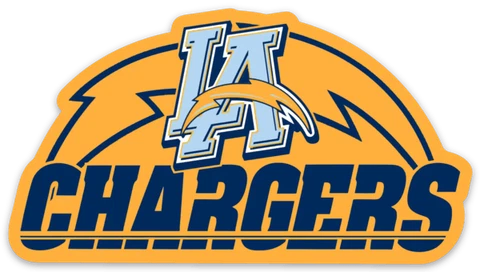 Los Angeles Chargers LA Logo Name Type & Rising Bolt Die-Cut MAGNET Cover
