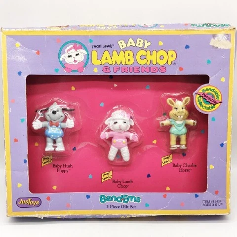 New Vtg Shari Lewis Baby Lamb Chop & Friends Bend Ems 3 Piece Set Justoys 1993 Cover