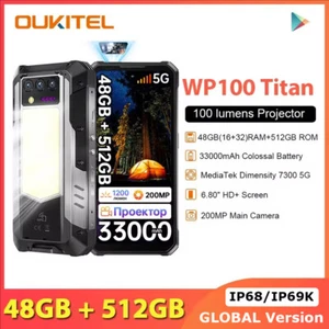Oukitel WP100 TITAN 5G Projector Rugged Phone 33000mAh 66W Charging 200MP Global - Picture 1 of 16