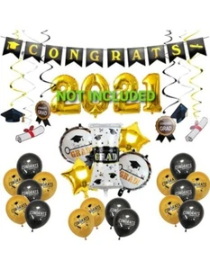 Graduation Decoration Lot Banner, Balloons, Swirl Garland - Picture 1 of 2