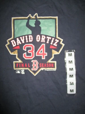 DAVID ORTIZ No 34 BOSTON RED SOX Final Season (MED) T-Shirt w/ Size Sticker Tags - Image 1 of 2
